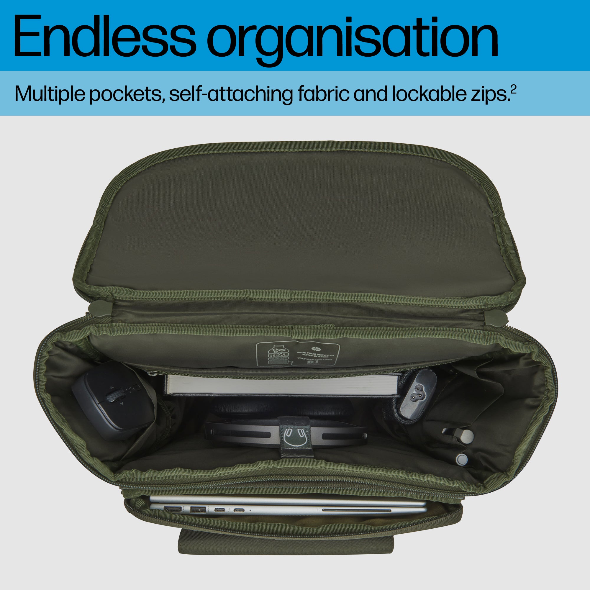 HP 15.6 Modular Laptop Backpack 39.6 cm (15.6") Green, Grey (9J496AA) - Cartouches Certifiees
