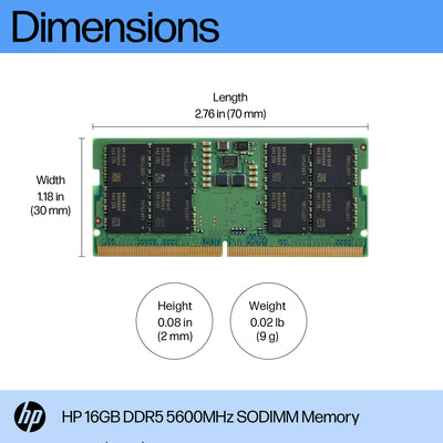 HP 16GB DDR5 5600 SODIMM Memory (AL0M6AA) - Cartouches Certifiees