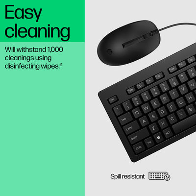 HP 225 Wired Mouse and Keyboard Combo (AX2Y7AA#ABC) - Cartouches Certifiees