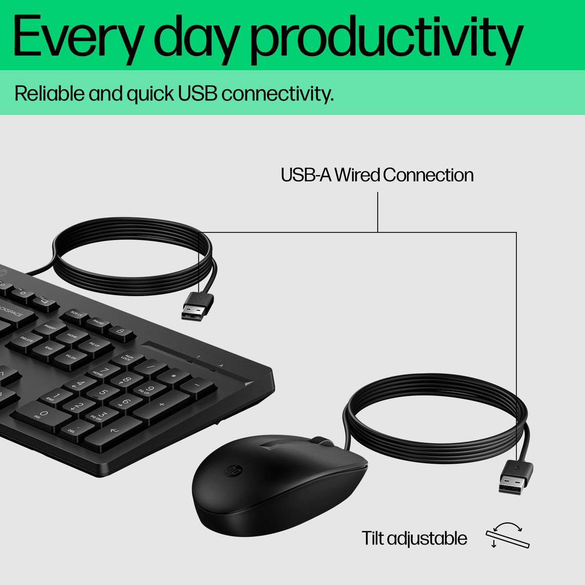 HP 225 Wired Mouse and Keyboard Combo (AX2Y7AA#ABC) - Cartouches Certifiees