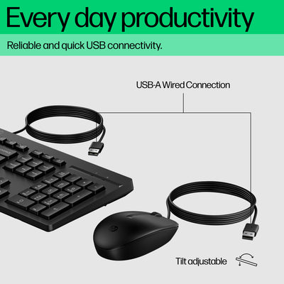 HP 225 Wired Mouse and Keyboard Combo (AX2Y7AA#ABC) - Cartouches Certifiees