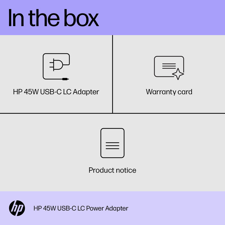 HP 45W USB-C LC Power Adapter (1MZ01AA#ABA) - Cartouches Certifiees