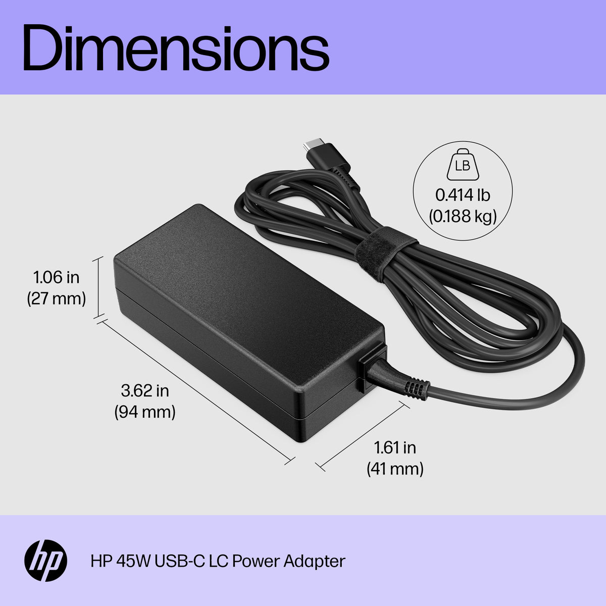 HP 45W USB-C LC Power Adapter (1MZ01AA#ABA) - Cartouches Certifiees
