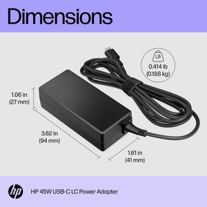 HP 45W USB-C LC Power Adapter (1MZ01AA#ABA) - Cartouches Certifiees