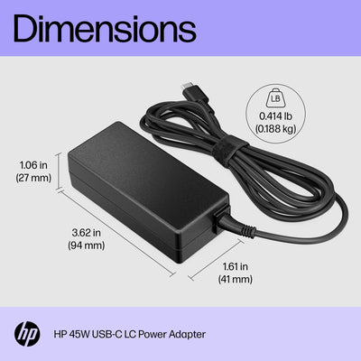 HP 45W USB-C LC Power Adapter (1MZ01AA#ABA) - Cartouches Certifiees