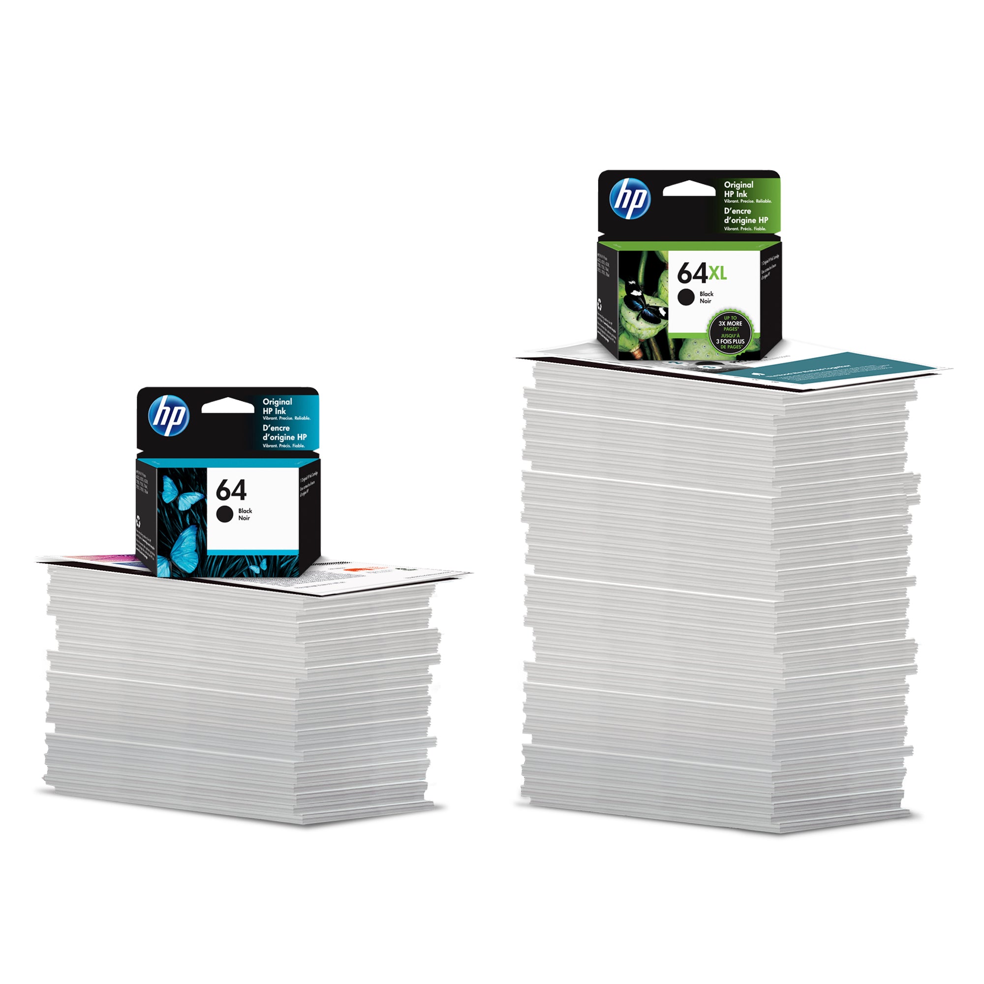 HP 64 (X4D92AN) 2-Pack Black and Color Original Inkjet Cartridge - Cartouches Certifiees