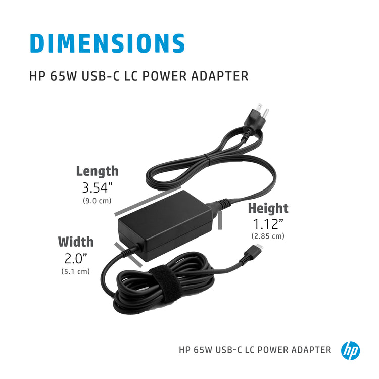 HP 65W USB-C LC Power Adapter (1P3K6AA#ABA) - Cartouches Certifiees