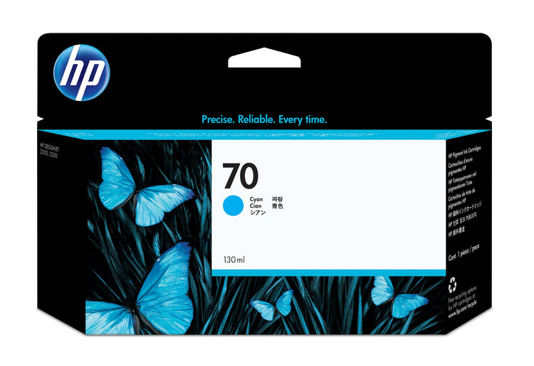 HP 70 - 130ml (C9452A) Cyan Original Inkjet Cartridge - Cartouches Certifiees