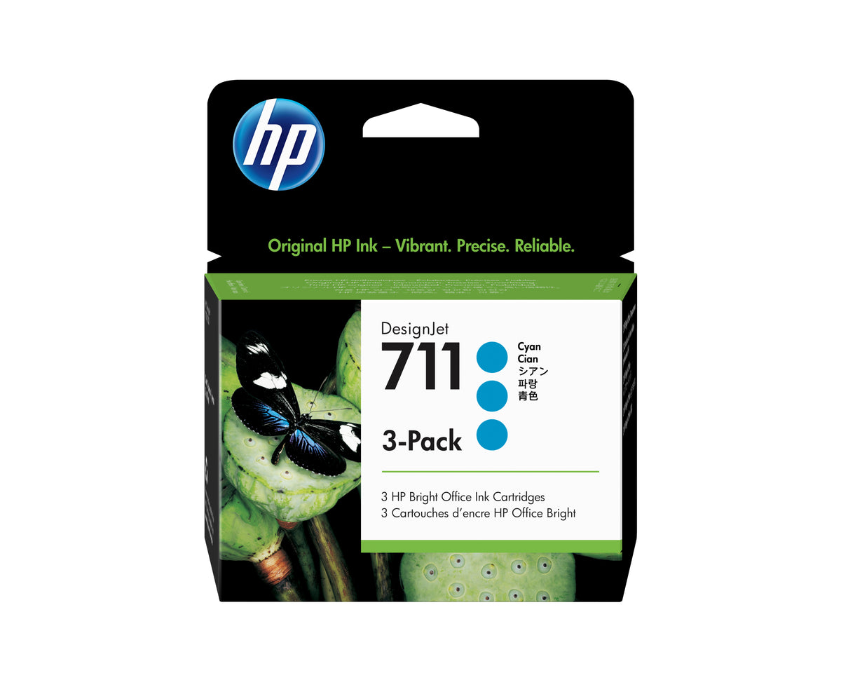 HP 711 - 29ml (CZ134A) Cyan 3-Pack Original Inkjet Cartridge - Cartouches Certifiees