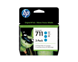 HP 711 - 29ml (CZ134A) Cyan 3-Pack Original Inkjet Cartridge - Cartouches Certifiees