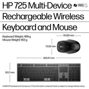 HP 725 Multi-Device Rechargeable Wireless Keyboard and Mouse Combo (9T5B0UT#ABA) - Cartouches Certifiees