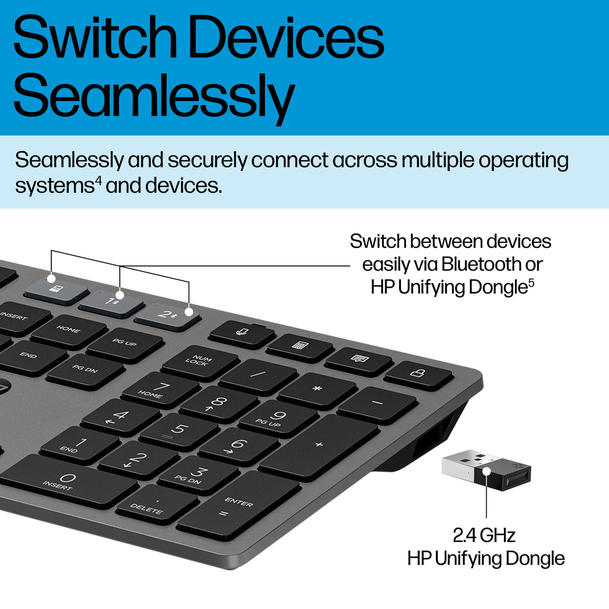 HP 725 Multi-Device Rechargeable Wireless Keyboard and Mouse Combo (9T5B0UT#ABA) - Cartouches Certifiees