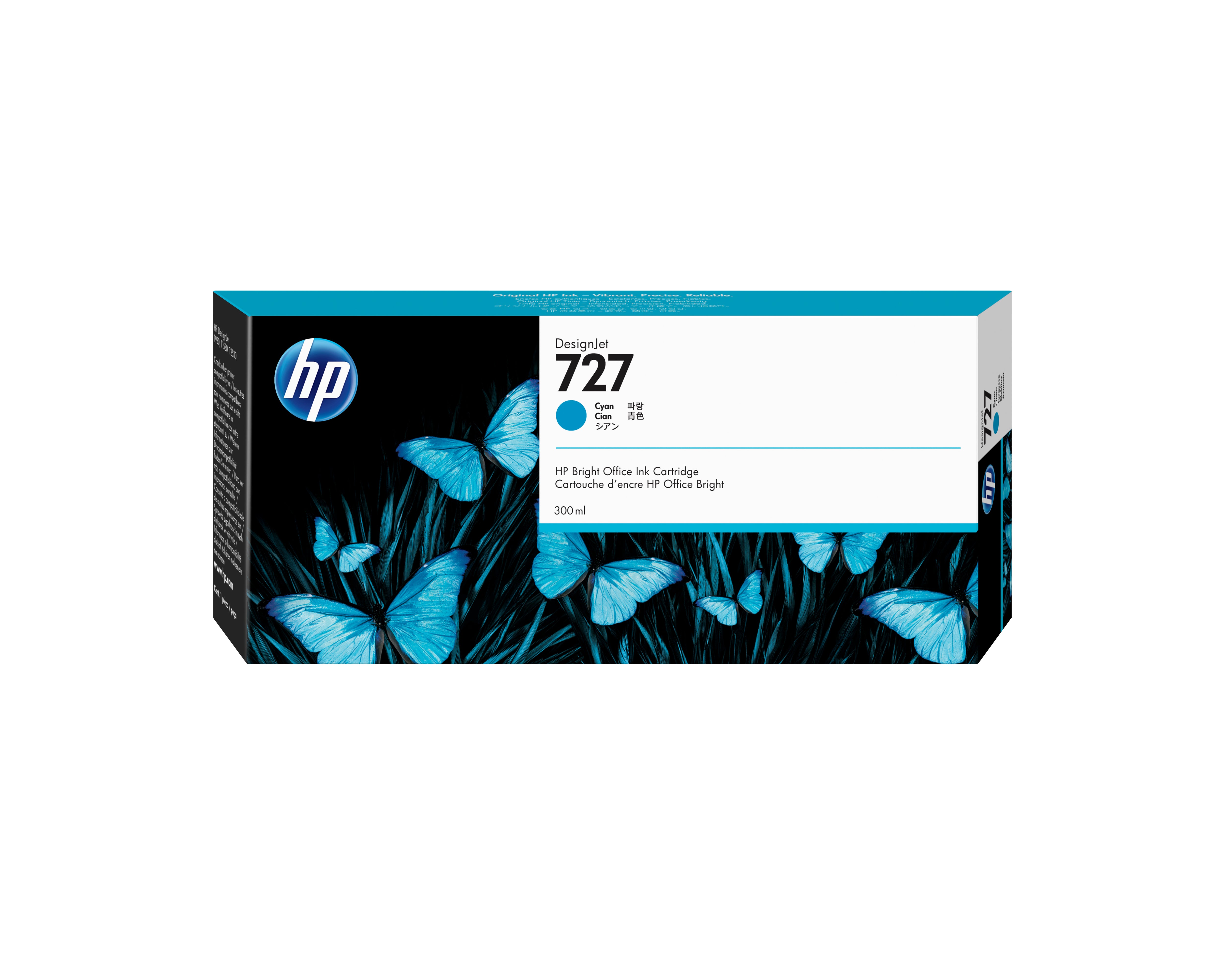 HP 727 - 300 ml (F9J76A) Cyan Original Inkjet Cartridge - Cartouches Certifiees