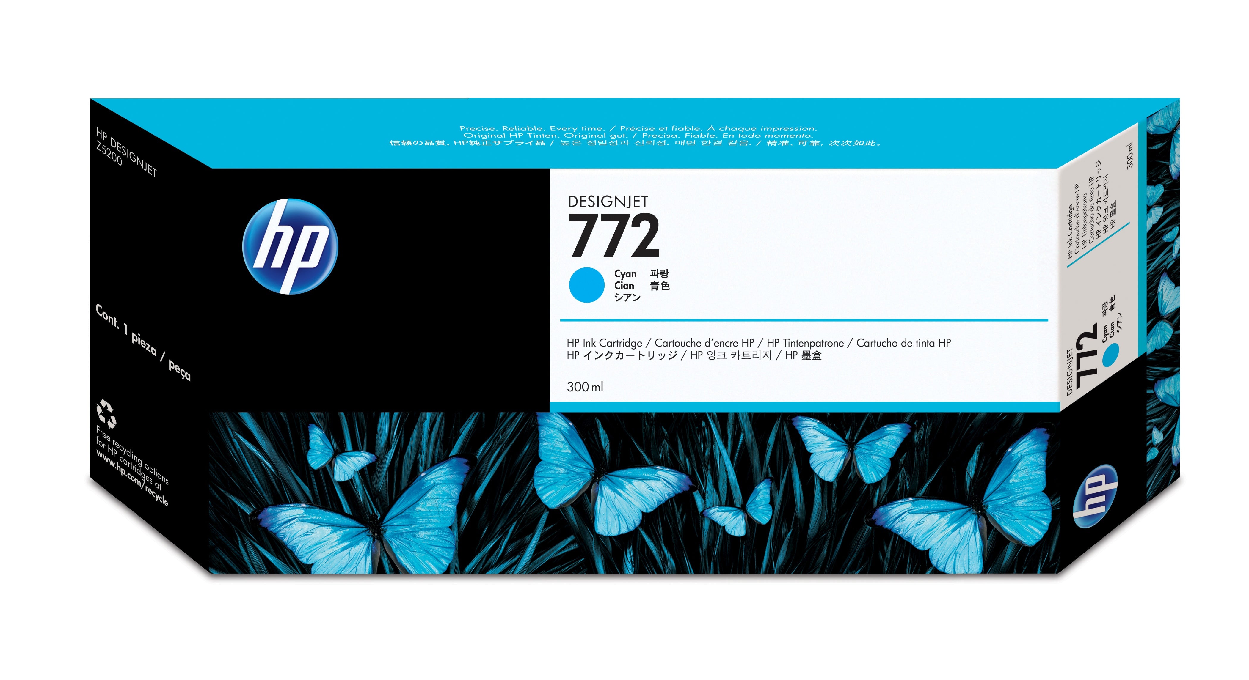 HP 772 - 300ml (CN636A) Cyan Original Inkjet Cartridge - Cartouches Certifiees