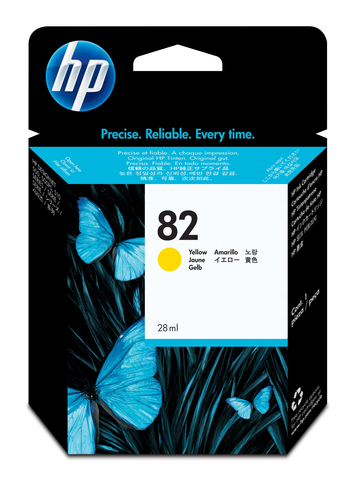HP 82 - 28ml (CH568A) Yellow Original Inkjet Cartridge - Cartouches Certifiees