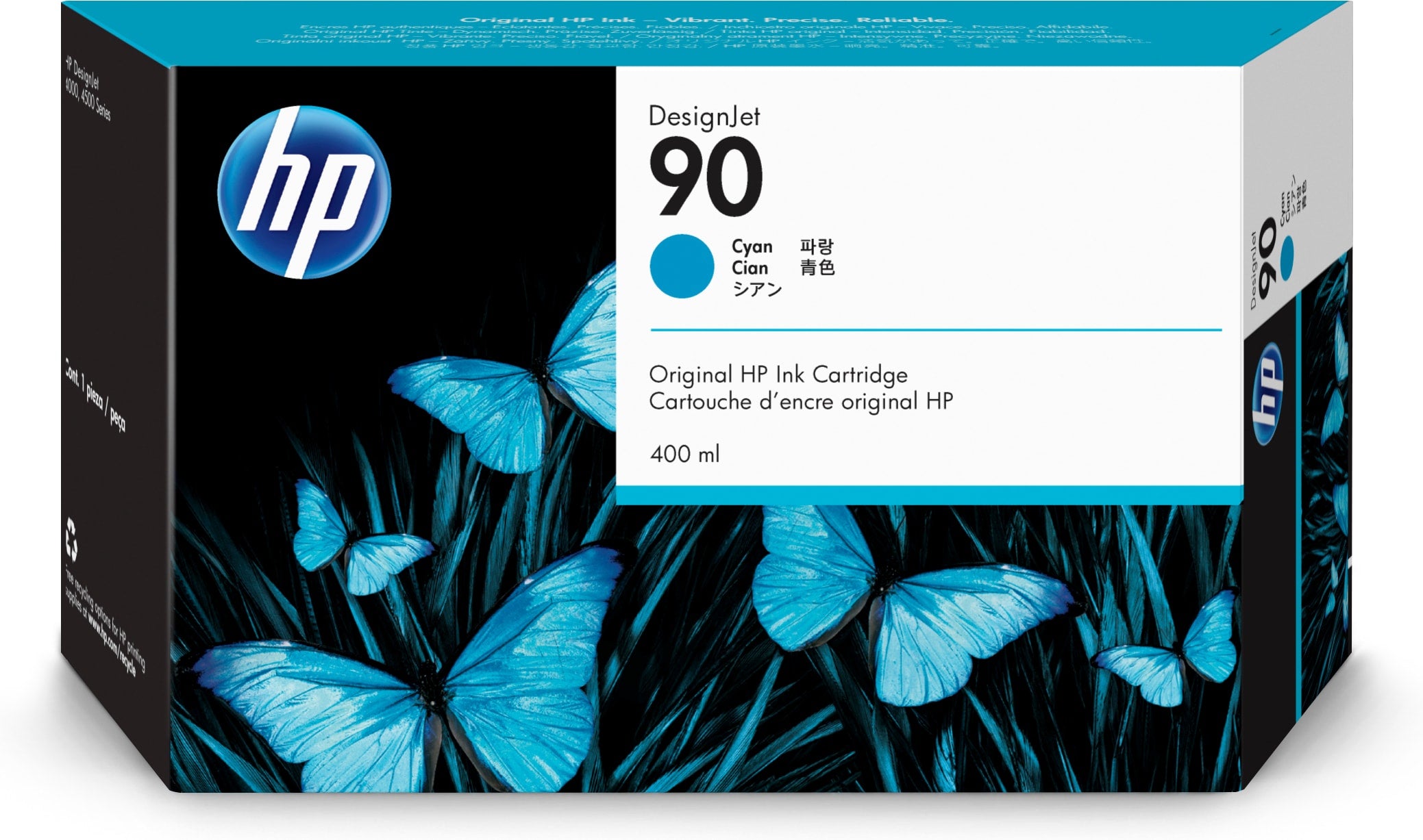 HP 90 - 400ml (C5061A) Cyan Original Inkjet Cartridge - Cartouches Certifiees