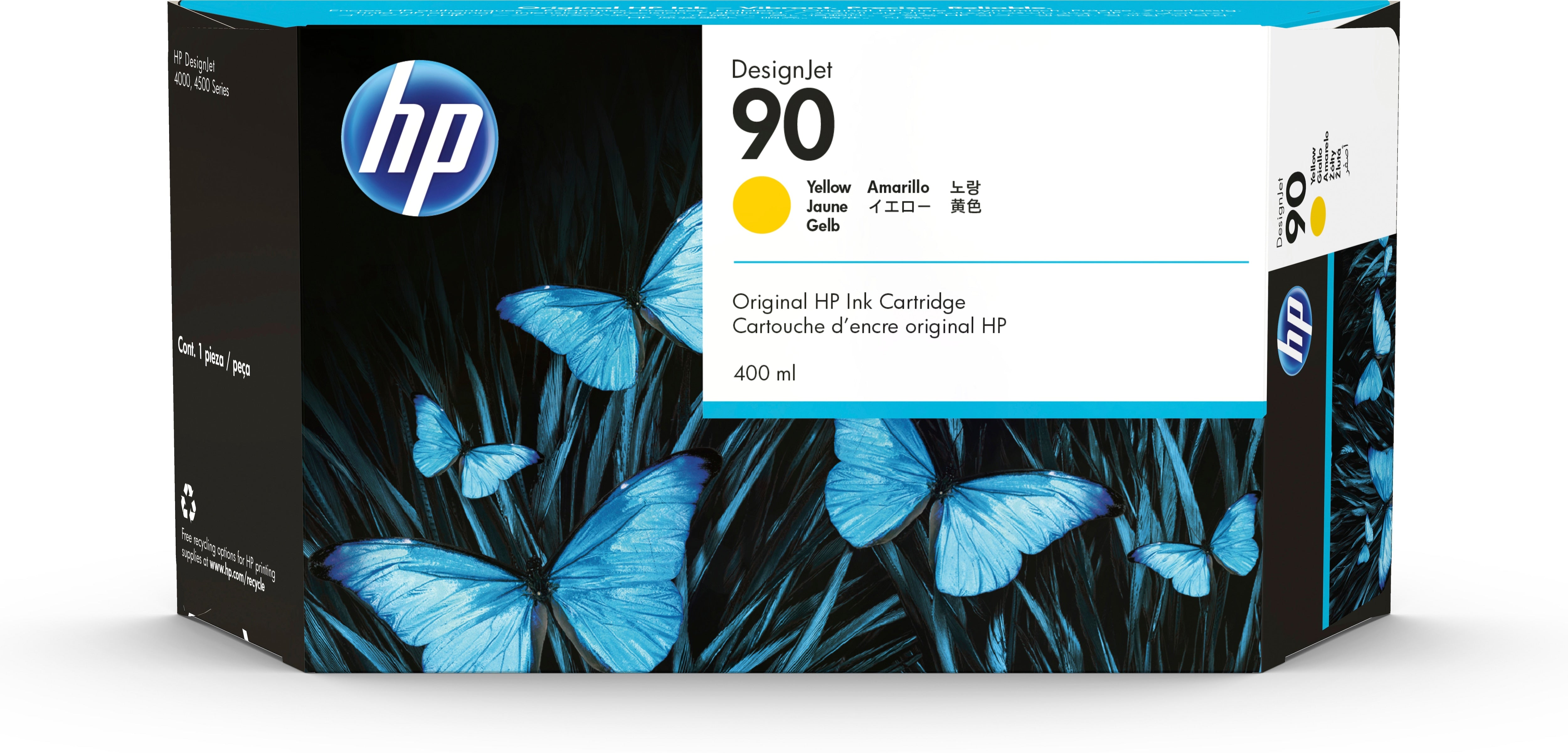 HP 90 - 400ml (C5065A) Yellow Original Inkjet Cartridge - Cartouches Certifiees