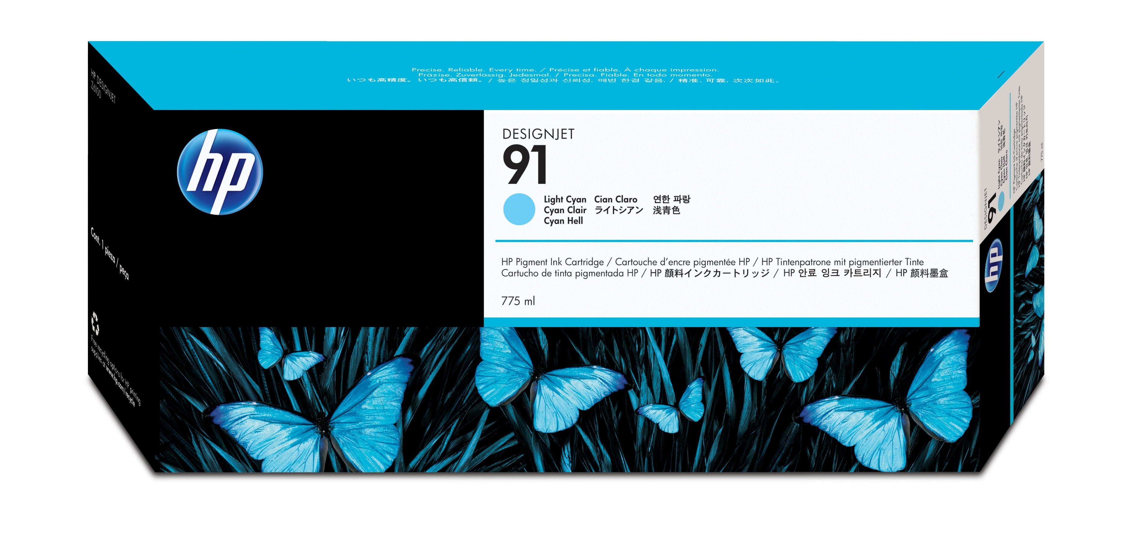 HP 91 775ml (C9470A) Light Cyan Original Inkjet Cartridge - Cartouches Certifiees