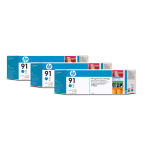 HP 91 775ml (C9483A) 3 Pack Cyan Original Inkjet Cartridge - Cartouches Certifiees