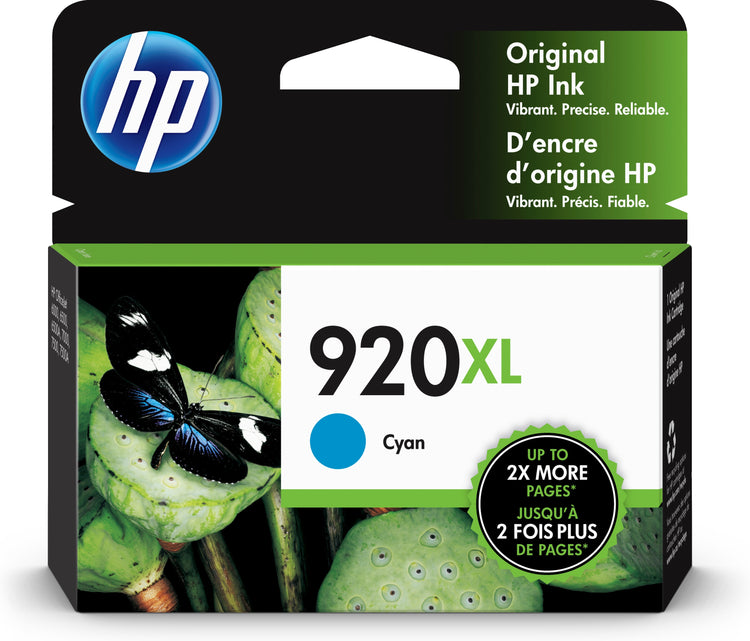 HP 920XL (CD972AN) Cyan Original Inkjet Cartridge - Cartouches Certifiees