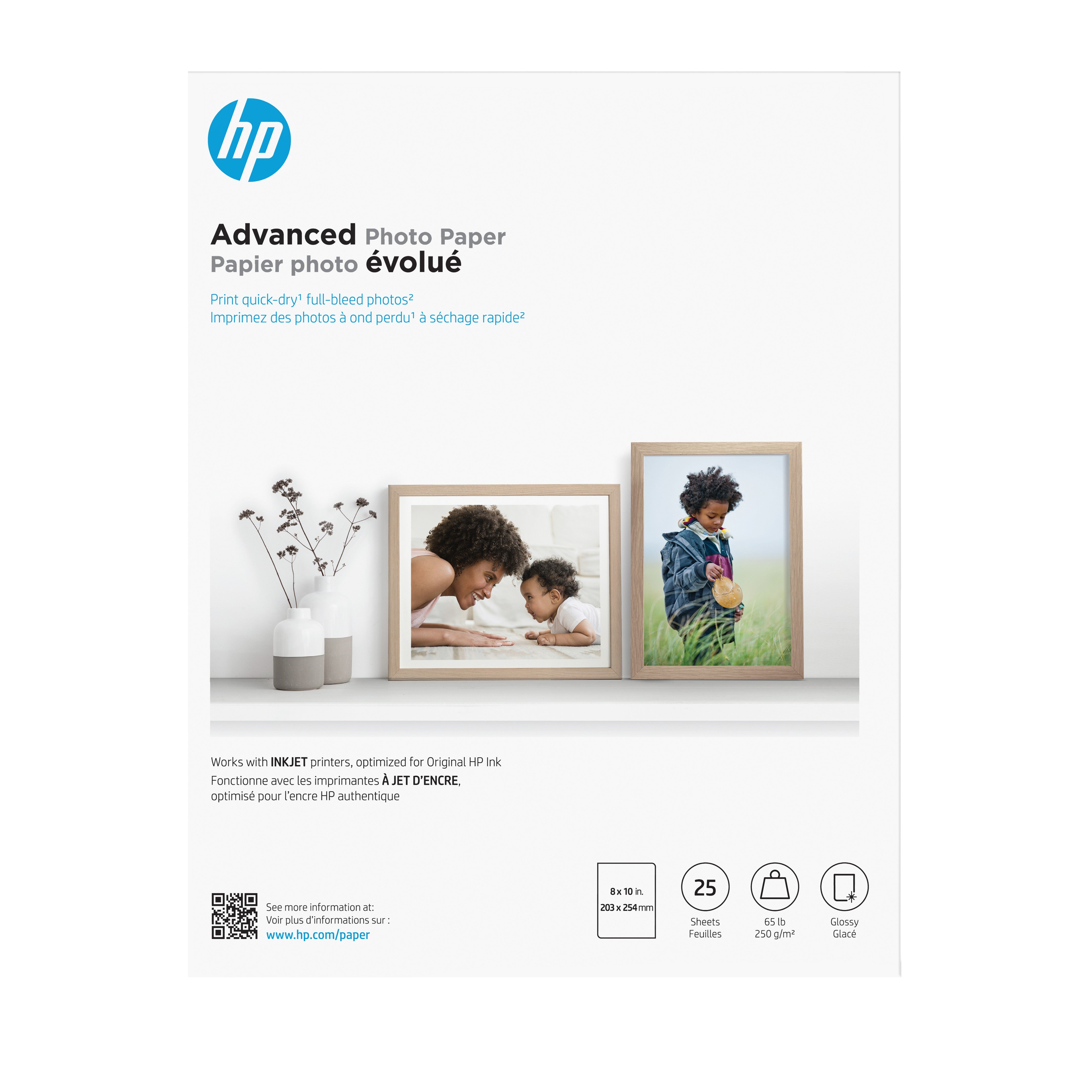 HP Adv Photo Papr Glossy 8x10 in 25Sheet (6J777A) - Cartouches Certifiees