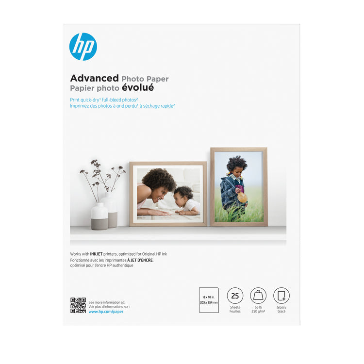 HP Adv Photo Papr Glossy 8x10 in 25Sheet (6J777A) - Cartouches Certifiees