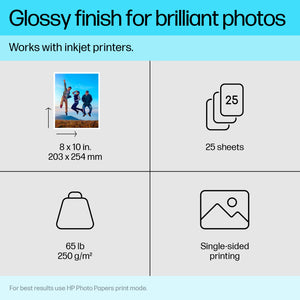 HP Adv Photo Papr Glossy 8x10 in 25Sheet (6J777A) - Cartouches Certifiees