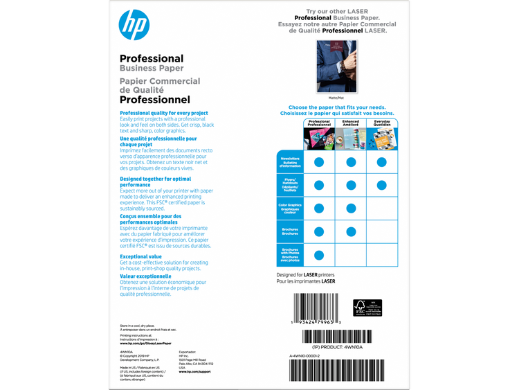 HP Brochure Laser Glossy Paper 8.5 X 11 150 She 200g (4WN10A) - Cartouches Certifiees