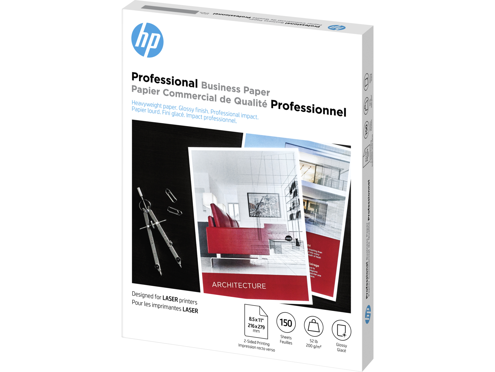 HP Brochure Laser Glossy Paper 8.5 X 11 150 She 200g (4WN10A) - Cartouches Certifiees