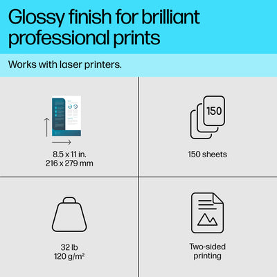 HP BROCHURE LASER GLOSSY PAPER 8.5 X 11 150 SHEETS 12 (4WN08A) - Cartouches Certifiees