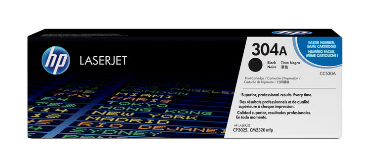 HP CC530A (304A) Black Original Toner Cartridge - Cartouches Certifiees