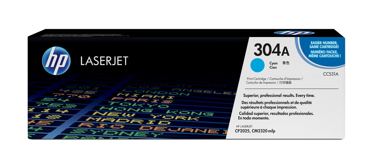 HP CC531A (304A) Cyan Original Toner Cartridge - Cartouches Certifiees