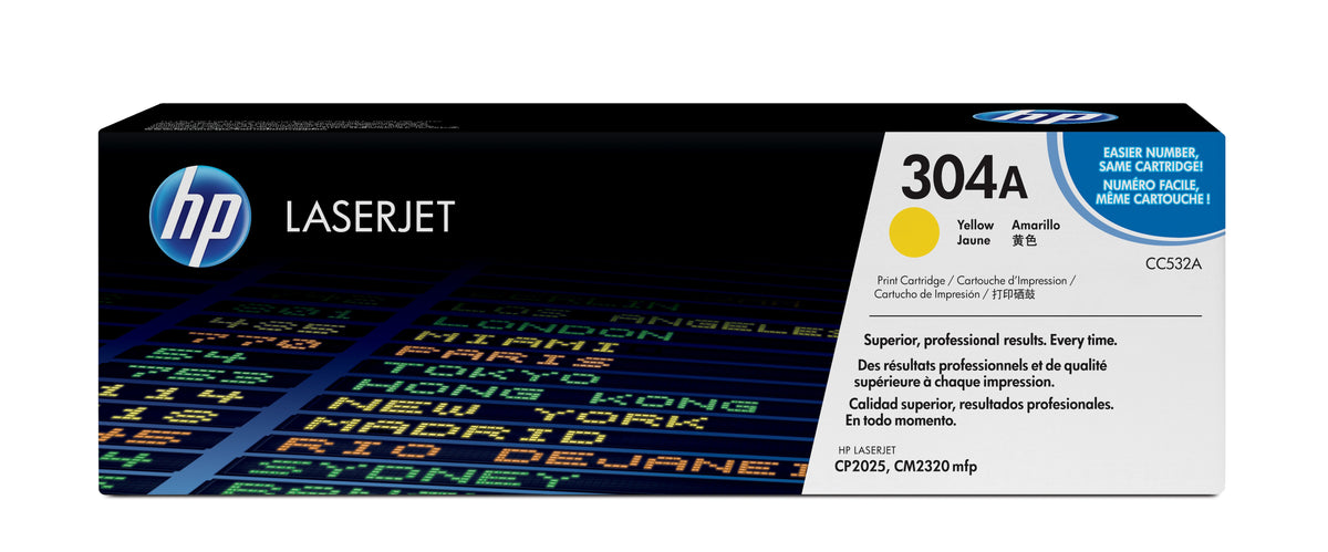 HP CC532A (304A) Yellow Original Toner Cartridge - Cartouches Certifiees