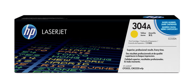 HP CC532A (304A) Yellow Original Toner Cartridge - Cartouches Certifiees