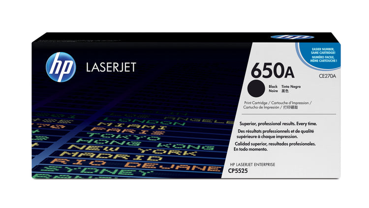 HP CE270A (650A) Black Original Toner Cartridge - Cartouches Certifiees