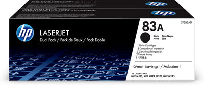 HP CF283AD (83A) 2 Pack Black Original Toner Cartridge - Cartouches Certifiees