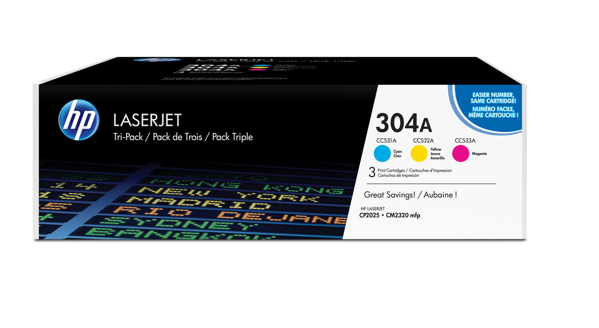 HP CF340A (304A) 3 Pack Color Original Toner Cartridge - Cartouches Certifiees