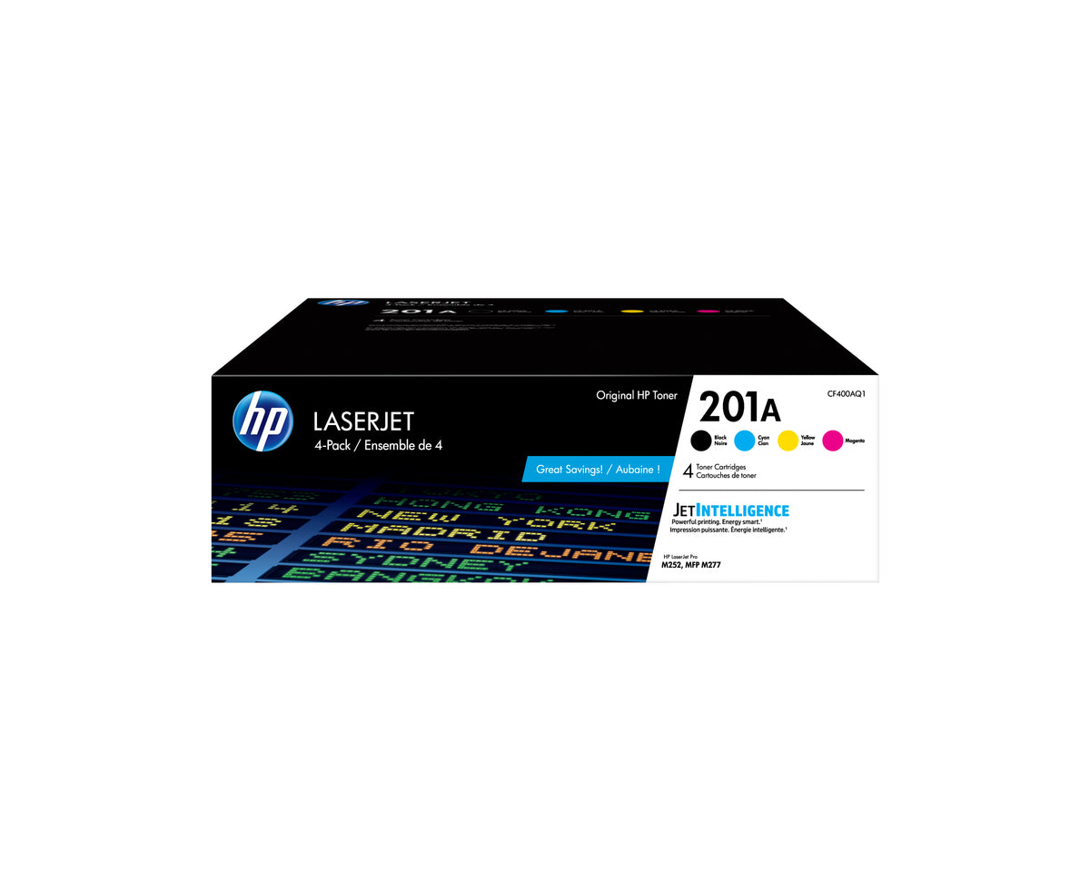 HP CF400AQ1 (201A) 4 Pack Black And Color Original Toner Cartridge - Cartouches Certifiees