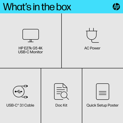 HP E27K G5 USB-C 4K MONITOR U.S. - ENGLISH LOCALIZATION (6N4C4AA#ABA) - Cartouches Certifiees