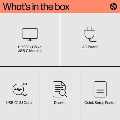 HP E32K G5 USB-C 4K MONITOR U.S. - ENGLISH LOCALIZATION (6N4D6AA#ABA) - Cartouches Certifiees
