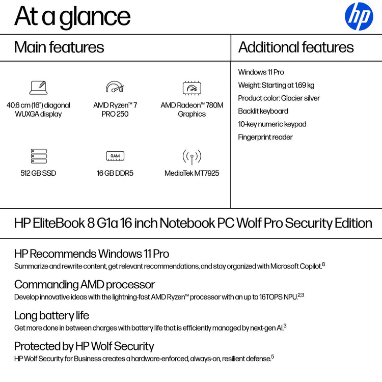 HP EB8G1A16 R7P-250 16 16GB/512 PC ENGLISH SB+ (C04M8UT#ABA) - Cartouches Certifiees