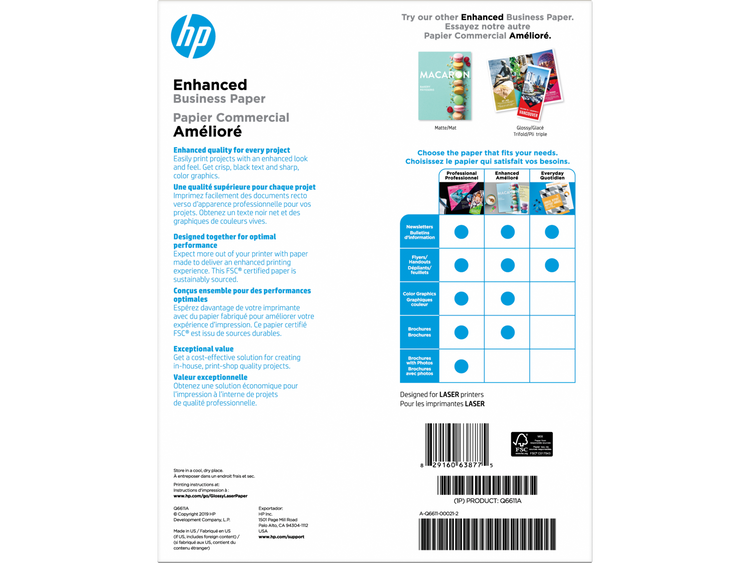 HP GLOSSY COLOR LASER BROCHURE PAPER 150 SHEETS HEAVY (Q6611A) - Cartouches Certifiees
