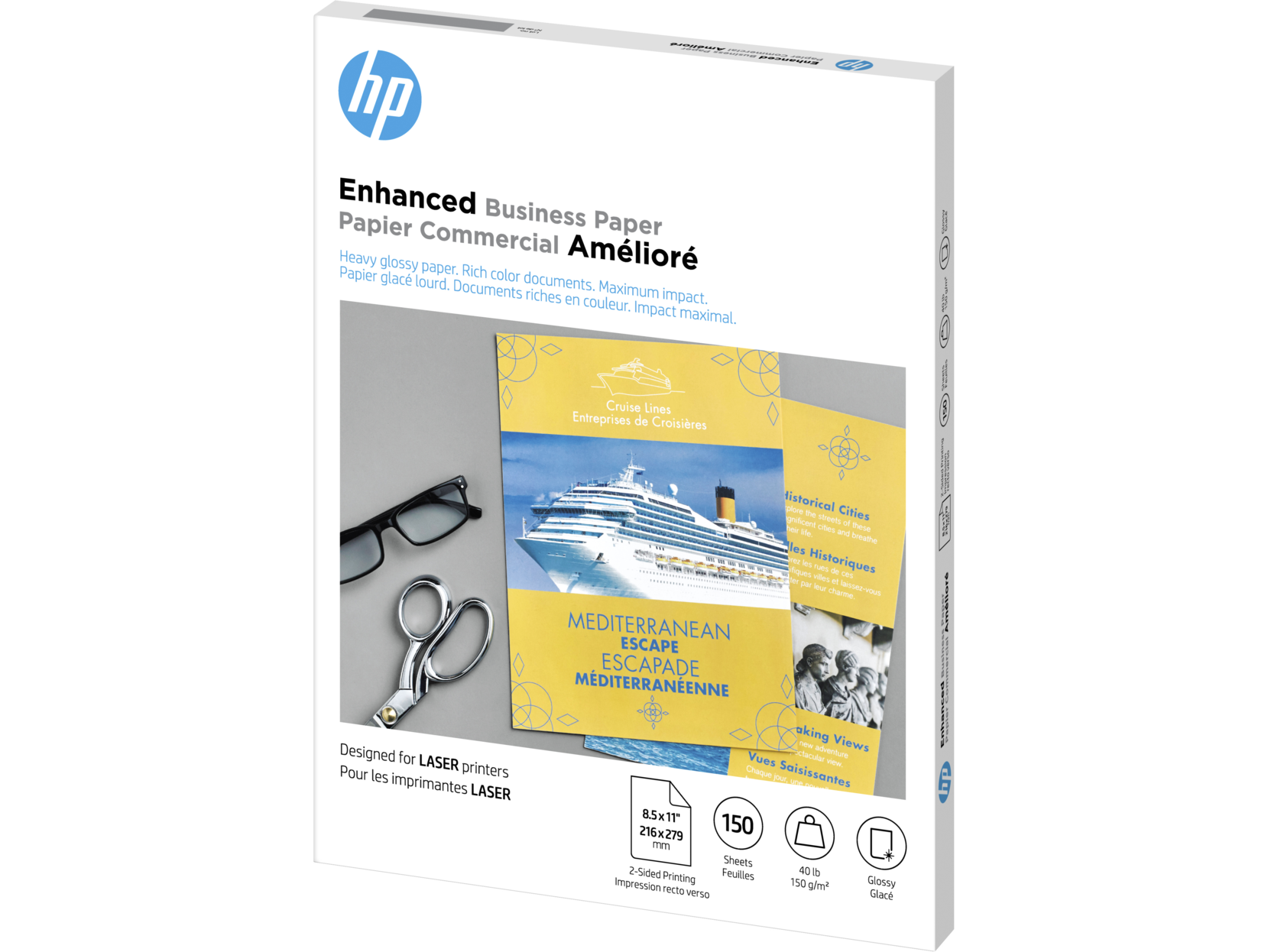 HP GLOSSY COLOR LASER BROCHURE PAPER 150 SHEETS HEAVY (Q6611A) - Cartouches Certifiees