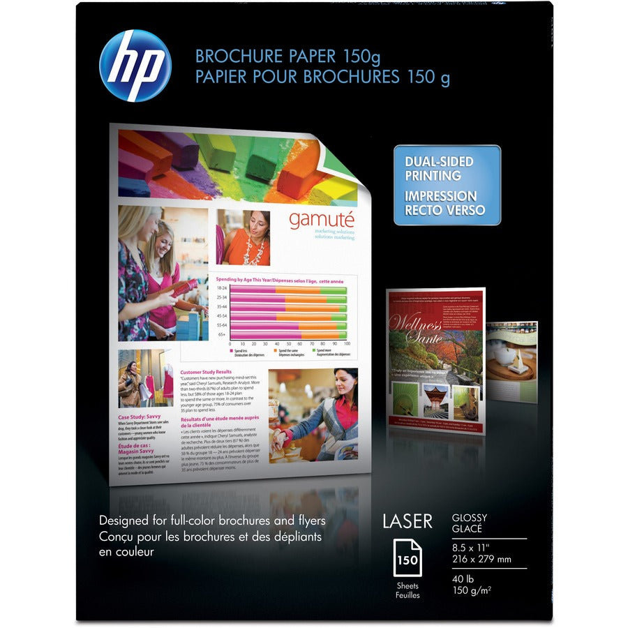 HP GLOSSY COLOR LASER BROCHURE PAPER 150 SHEETS HEAVY (Q6611A) - Cartouches Certifiees