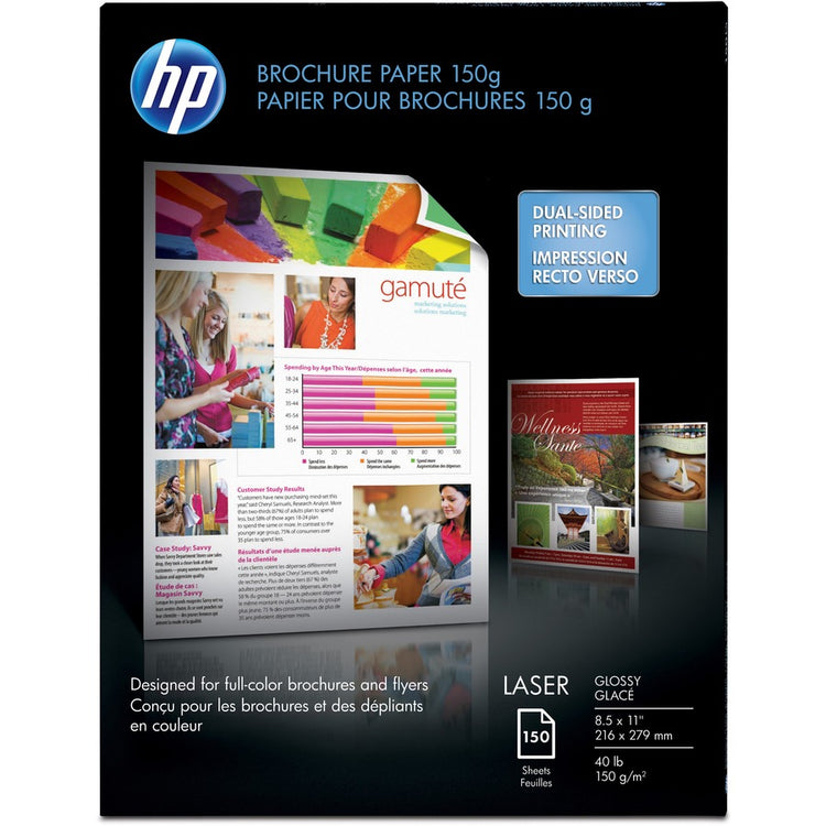 HP GLOSSY COLOR LASER BROCHURE PAPER 150 SHEETS HEAVY (Q6611A) - Cartouches Certifiees
