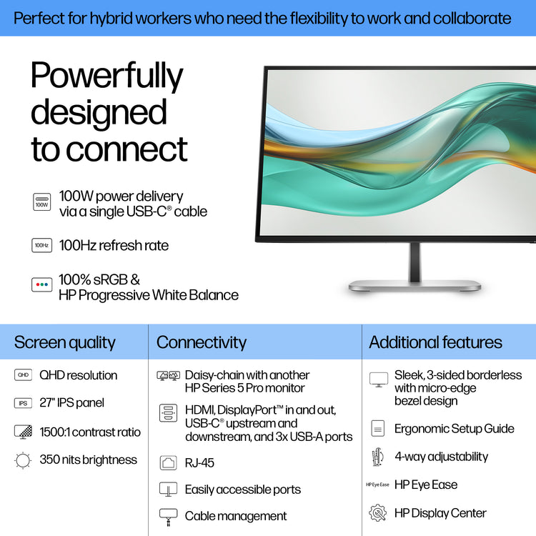 HP HPI S5 PRO 527PU QHD USB-C MNTR UNITED STATES / CANADA ENGLISH (9E0G5AA#ABA) - Cartouches Certifiees