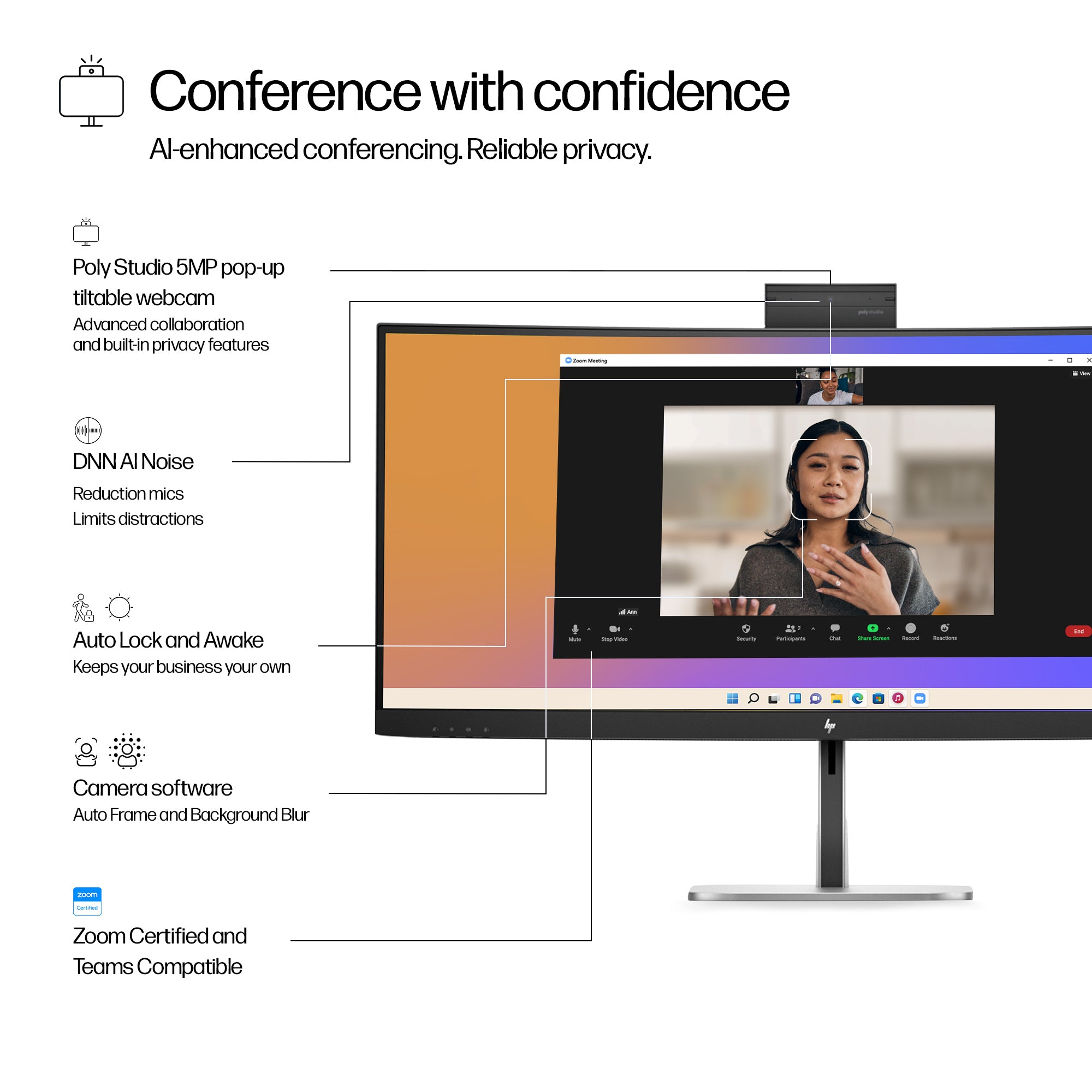 HP HPI S5 PRO 534PM WQHD USB-C CONF MNTR UNITED STATES / CANADA ENGLISH (9E0Z2UT#ABA) - Cartouches Certifiees