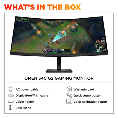 HP OMEN 34c G2 WQHD 180Hz Curved GamingMNTR United States / Canada English (AV4C1AA#ABA) - Cartouches Certifiees