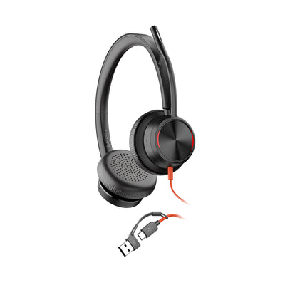 HP Poly Blackwire 8225 Microsoft Teams Certified Headset +USB-C/A Adapter TAA (7E2K8AA#ABA) - Cartouches Certifiees