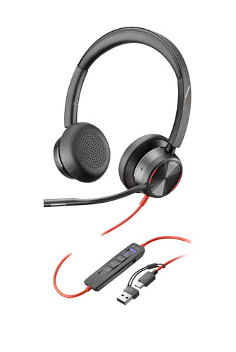HP Poly Blackwire 8225 Microsoft Teams Certified Headset +USB-C/A Adapter TAA (7E2K8AA#ABA) - Cartouches Certifiees